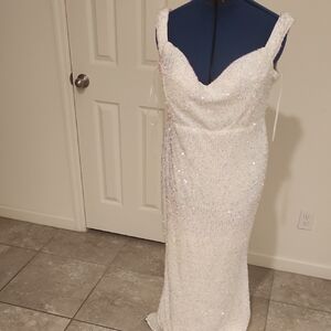 SHEIN White Sequin Wedding Dress